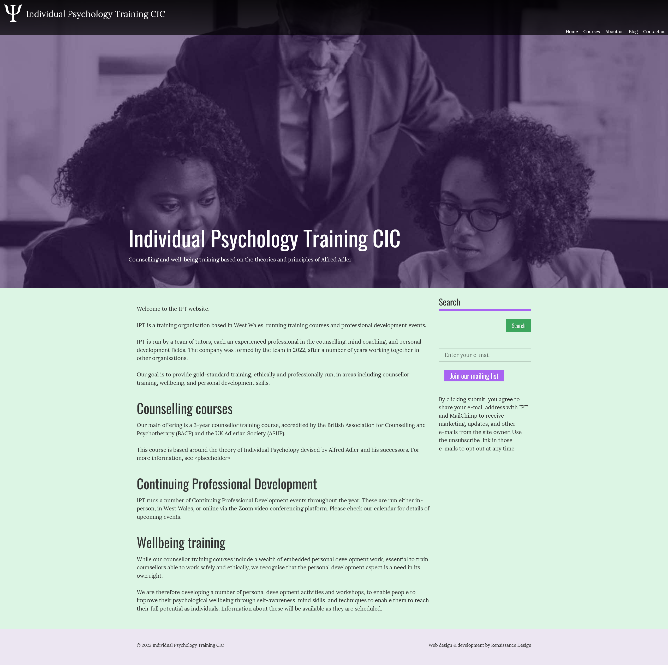 Individual Psychology Training CIC homepage